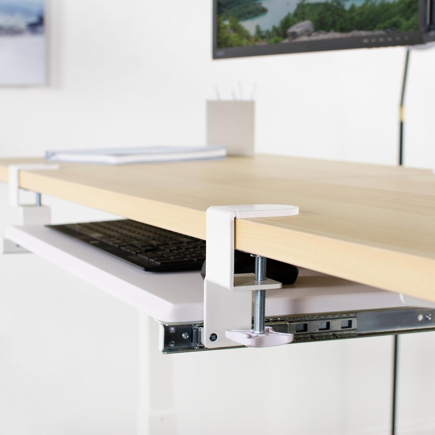 VIVO Large Keyboard Tray Under Desk Pull Out with Extra Sturdy C Clamp Mount System, 27 (33 Including Clamps) x 11 Inch Slide-Out Platform Computer Drawer for Typing, Black, MOUNT-KB05E