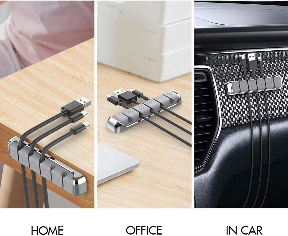 AHASTYLE Cable Organizer Holder 5 Slots Desktop Cord Wire Clips Keeper for Organizing USB Cable/Power Cord/Wire Home Office and Car (Pink)