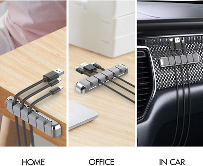 AHASTYLE Cable Organizer Holder 5 Slots Desktop Cord Wire Clips Keeper for Organizing USB Cable/Power Cord/Wire Home Office and Car (Pink)