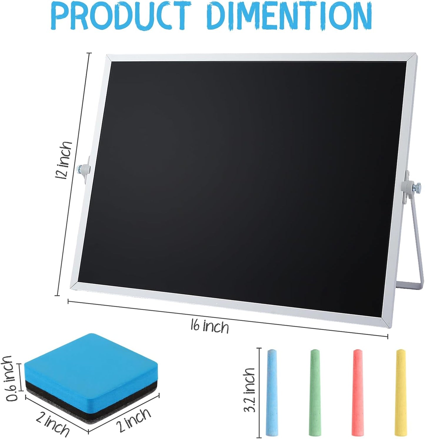 Small Magnetic Chalk Board Easel 10"X10", Double-Sided Tabletop & Wall Hanging Chalkboard with 4 Chalks & Eraser, Desktop Mini Black Board Sign for Office Desk Home Menu and School