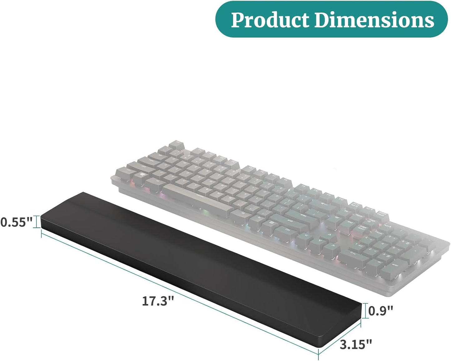 Wooden Wrist Rest, 11.8-inch Length and 22mm Thickness for Small Keyboard, Bamboo Wood Palm Rest, Ergonomic Design for Mechanical Gaming Keyboard