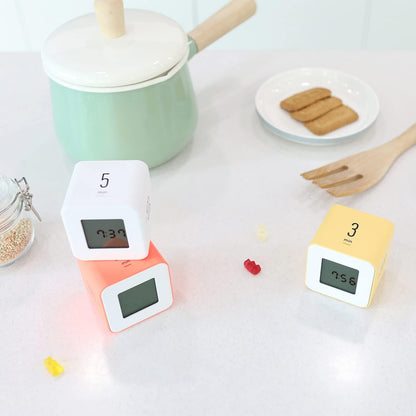 mooas Multi Clock Time Cube Timer (White), Alarm & Backlight Desk Productivity for ADHD Kids Classroom Study, Kitchen, Cooking, Desk, Office, Time Management 5,15,30,60 min Timer Various Setting