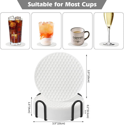 TWTLi Silicone Coasters Set of 8 with Holder,Coasters for Drinks,Beer,Coffee Coasters,Suitable for Kinds Cups,Hot or Cold,Anti-SLI,Non-Stick,Anti-Overflow Tabletop Protection and Decor (8 Pcs, Black)