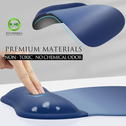 MROCO Ergonomic Mouse Pad with Gel Wrist Rest, Smooth Wrist Support Surface, Non-Slip PU Base for Pain Relief, Comfortable Mousepad for Computer, Laptop, Office & Home, 9.4 x 8.1 in, Black