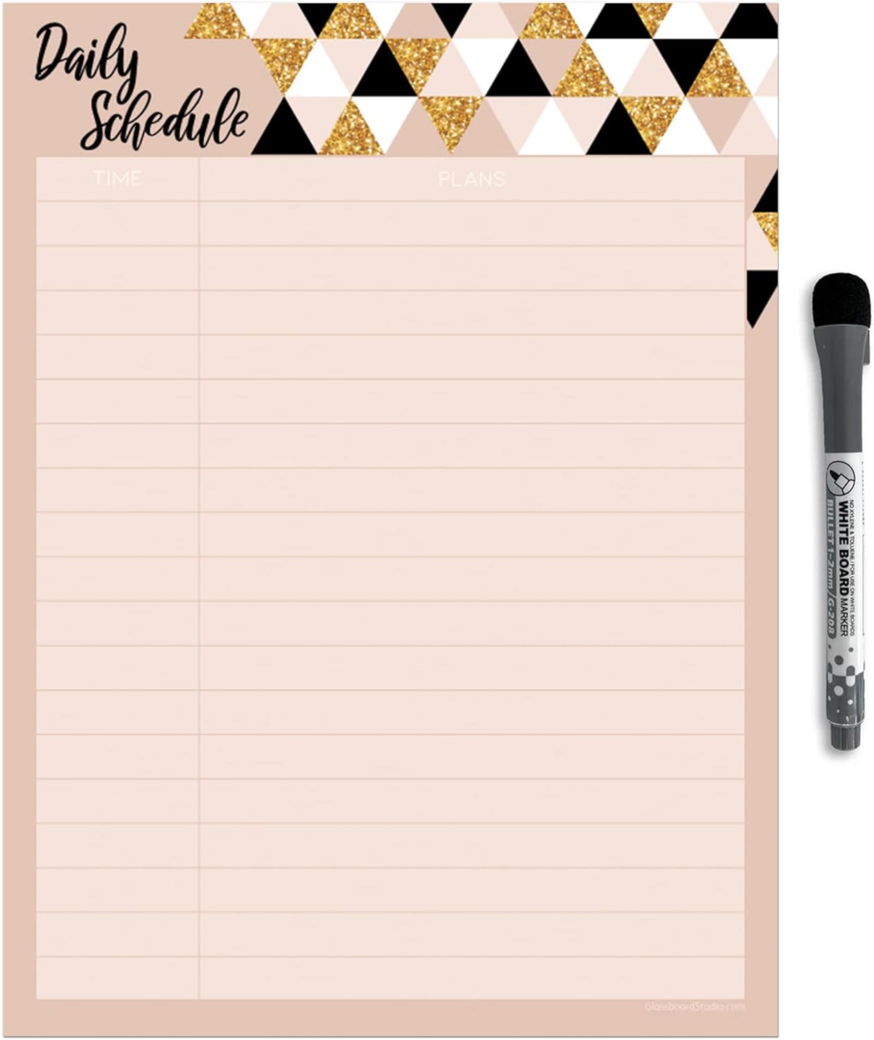 Dry Erase Daily Schedule Planner Sticker Decal by Glassboard Studio | Removable & Reusable | Magnetic Fine-Tip Marker Included (9 x 12 inches, White)