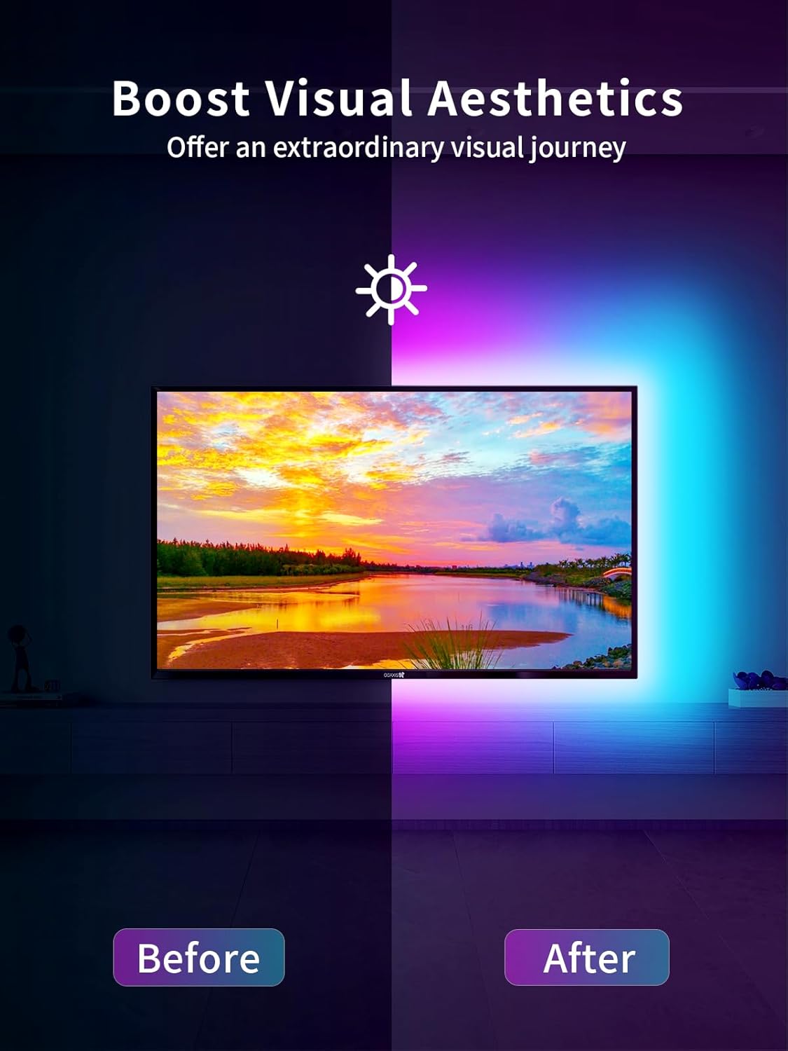 KANTUTOE LED Lights for TV, 16.4ft TV LED Backlight for 45-75 Inch TVs, RGB TV Backlight Behind with Music Sync, Smart APP and Button Control Strip Lights USB Powered for Bedroom/Gaming