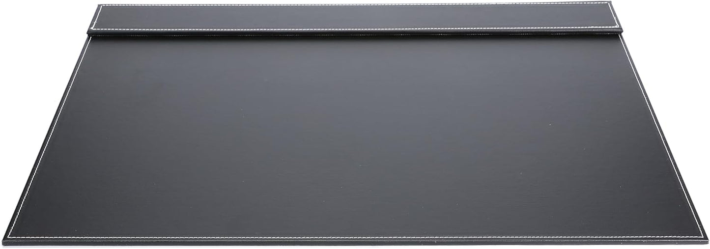 24" x 18" Leather Desk Blotter with Top Rail for Writing Leather Executive Desk Pad Protector Desk Mat for Office Home Workplace Black