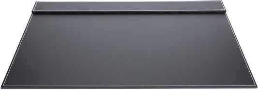 24" x 18" Leather Desk Blotter with Top Rail for Writing Leather Executive Desk Pad Protector Desk Mat for Office Home Workplace Black