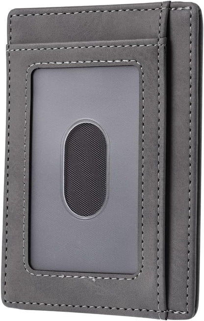 Travelambo Slim Wallet Front Pocket Minimalist Leather RFID Blocking Medium Size