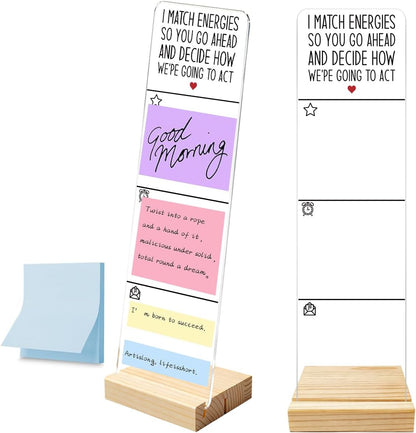 Monitor Memo Board with Removable Wooden Base Acrylic Portable Sticky Note Holder, It's Fine I'm Fine Everything is Fine Logo Office Desk Desk Set Sticky Notes 100 Sheets
