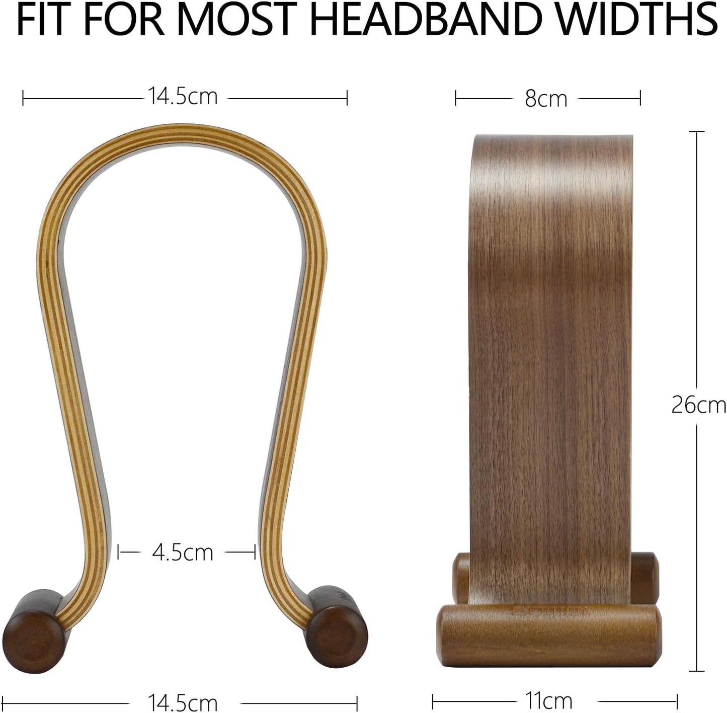 SAMDI Wood Headphone Stand, Headphone Holder Wood Headset Stand Compatible for Sony, Bose, Shure, Jabra, JBL, AKG Gaming Headphones Display et. (Walnut)