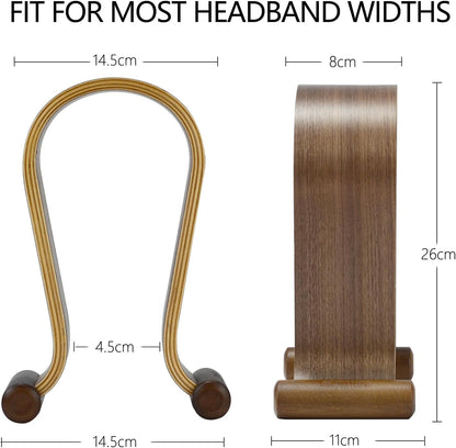 SAMDI Wood Headphone Stand, Headphone Holder Wood Headset Stand Compatible for Sony, Bose, Shure, Jabra, JBL, AKG Gaming Headphones Display et. (Walnut)