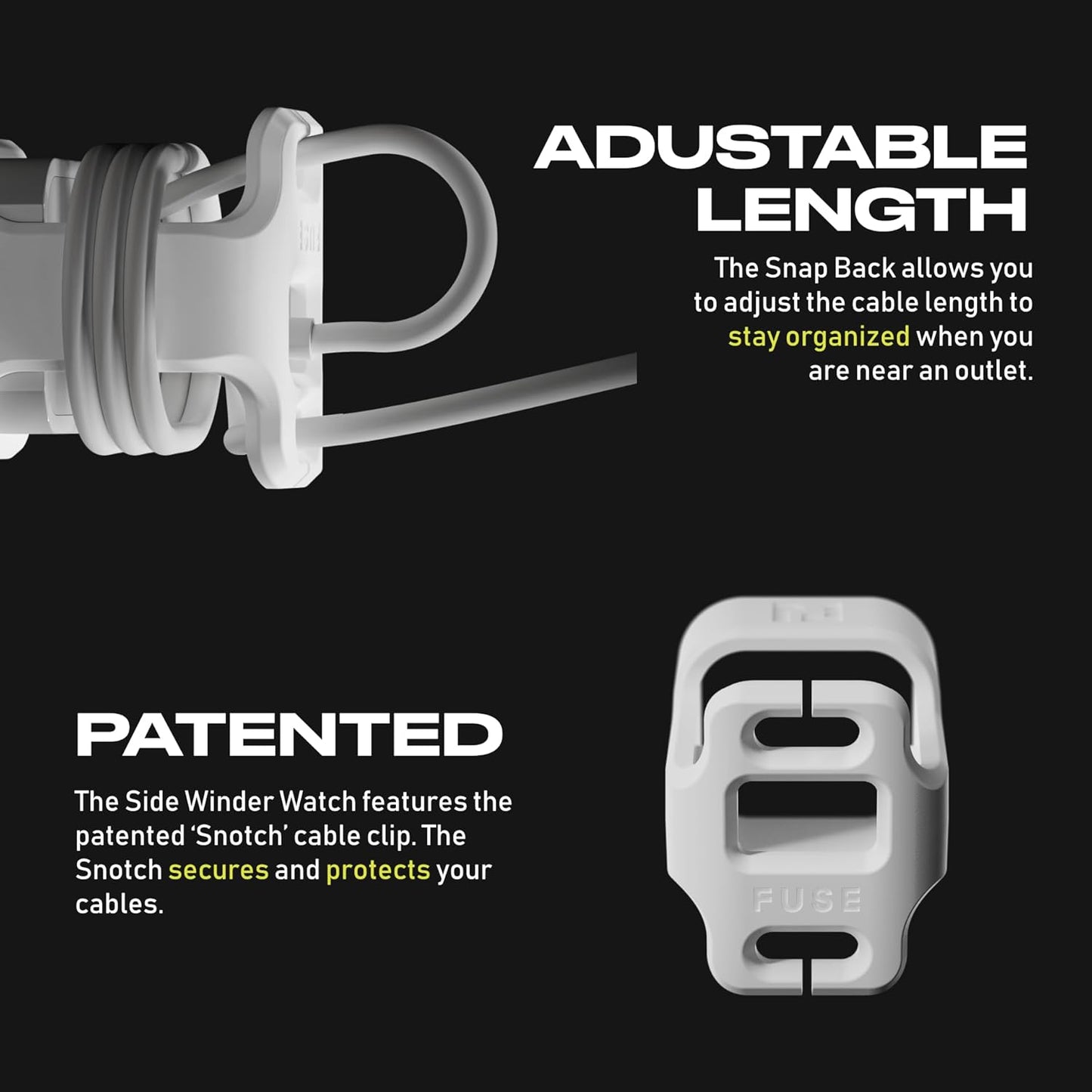 The Snap Back Charger Winder Compatible with Apple 5W Lightning iPhone, and iPad Charger and Adapter for Travel and Cable Management