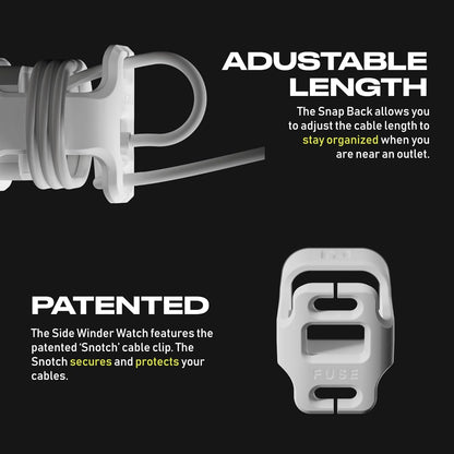 The Snap Back Charger Winder Compatible with Apple 5W Lightning iPhone, and iPad Charger and Adapter for Travel and Cable Management