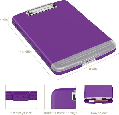 Piasoenc Clipboard with Storage, 8.5 x 11 Organization Box with Pen Holder and A4 Legal Paper Folder, Folio & Side-Opening, Low Profile Clip,for Nurses,Teachers, Size 14 x 9.6 x 1.2 in, Black