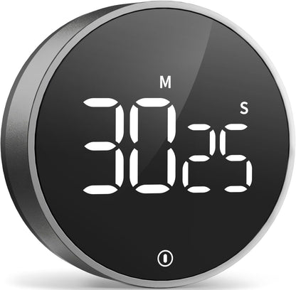 VOCOO Digital Kitchen Timer - Magnetic Countdown Countup Timer with Large LED Display Volume Adjustable, Easy for Cooking and for Seniors and Kids to Use (Space Grey)