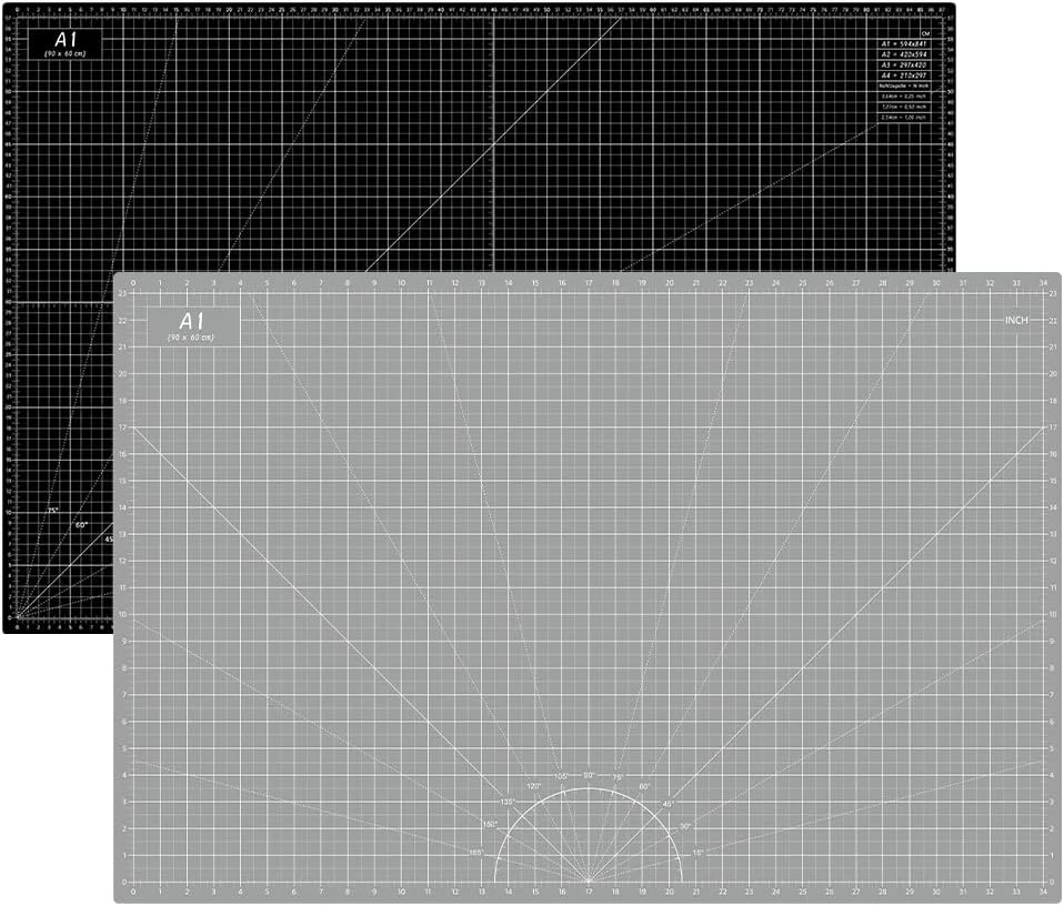 HEADLEY TOOLS 18" x 24" Thickened Self Healing Cutting Mat, A2 Rotary Cutting Sewing Mat for Crafts, Double Sided 5-Ply Table Cutting Board for Fabric Quilting Leather Arts Hobby Project, Grey/Black