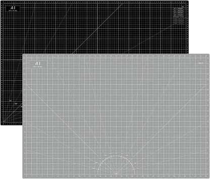 HEADLEY TOOLS 18" x 24" Thickened Self Healing Cutting Mat, A2 Rotary Cutting Sewing Mat for Crafts, Double Sided 5-Ply Table Cutting Board for Fabric Quilting Leather Arts Hobby Project, Grey/Black
