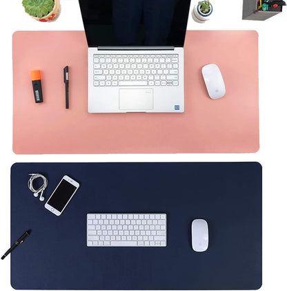 Aothia Leather Desk Pad Protector, Mouse Pad, Office Desk Mat, Non-Slip PU Leather Desk Blotter, Laptop Desk Pad, Waterproof Desk Writing Pad for Office and Home (Brown,23.6" x 13.7") - Colors A