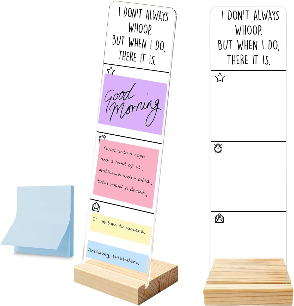 Monitor Memo Board with Removable Wooden Base Acrylic Portable Sticky Note Holder, It's Fine I'm Fine Everything is Fine Logo Office Desk Desk Set Sticky Notes 100 Sheets