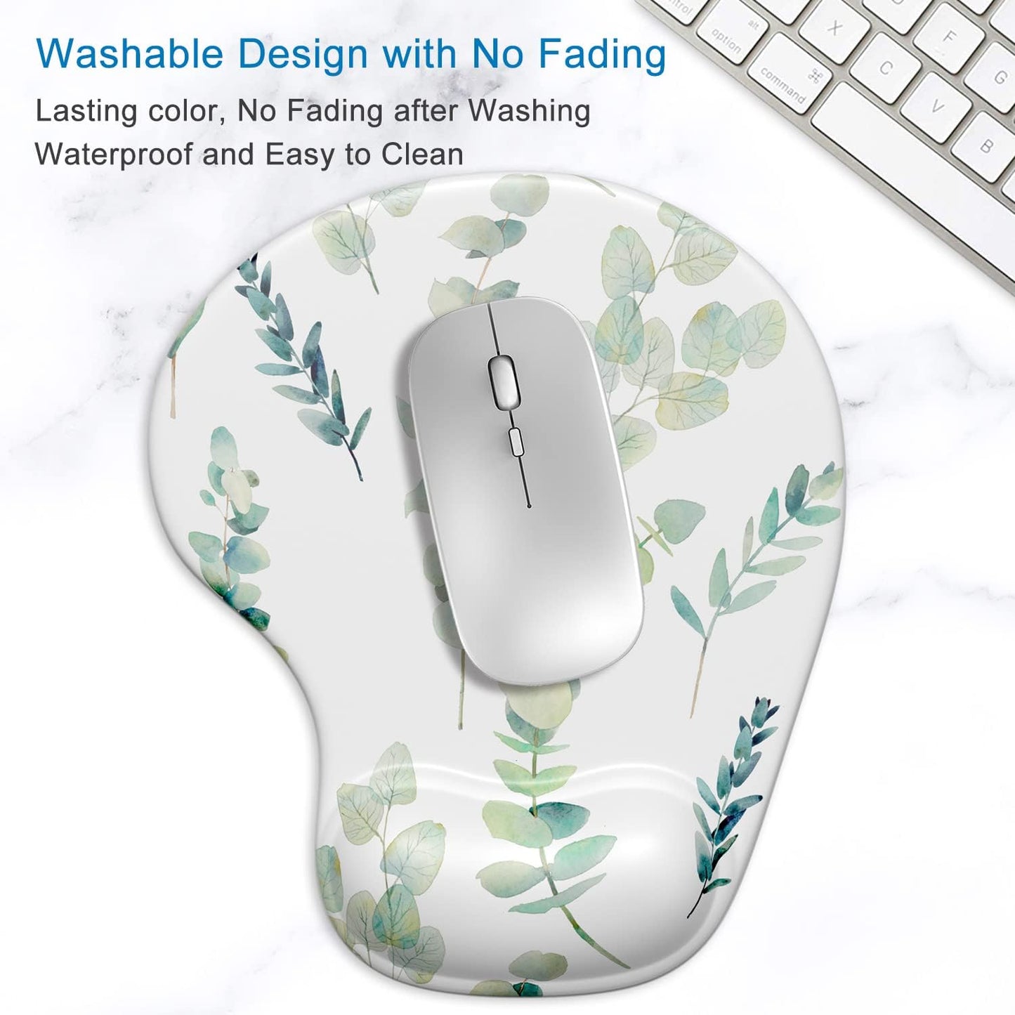 ITNRSIIET Ergonomic Mouse Pad with Gel Wrist Support Wrist Rest Smooth Surface Non-Slip PU Base Comfortable Office Supplies Pain Relief, 9.5 x 8 inches, Beach