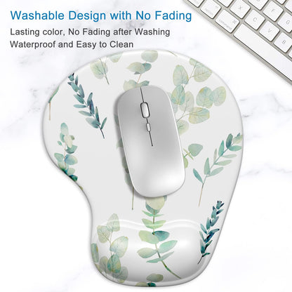 ITNRSIIET Ergonomic Mouse Pad with Gel Wrist Support Wrist Rest Smooth Surface Non-Slip PU Base Comfortable Office Supplies Pain Relief, 9.5 x 8 inches, Beach