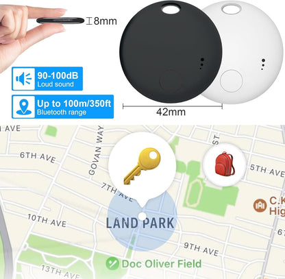 Tracker Tag 4 Packs Bluetooth Tracker, Smart Tag Locator Tracking Device, Keys Finder and Item Locator,Air Tracker Item Finders with Find My(iOS Only) Track Your Keys (Black, 4 Pack)