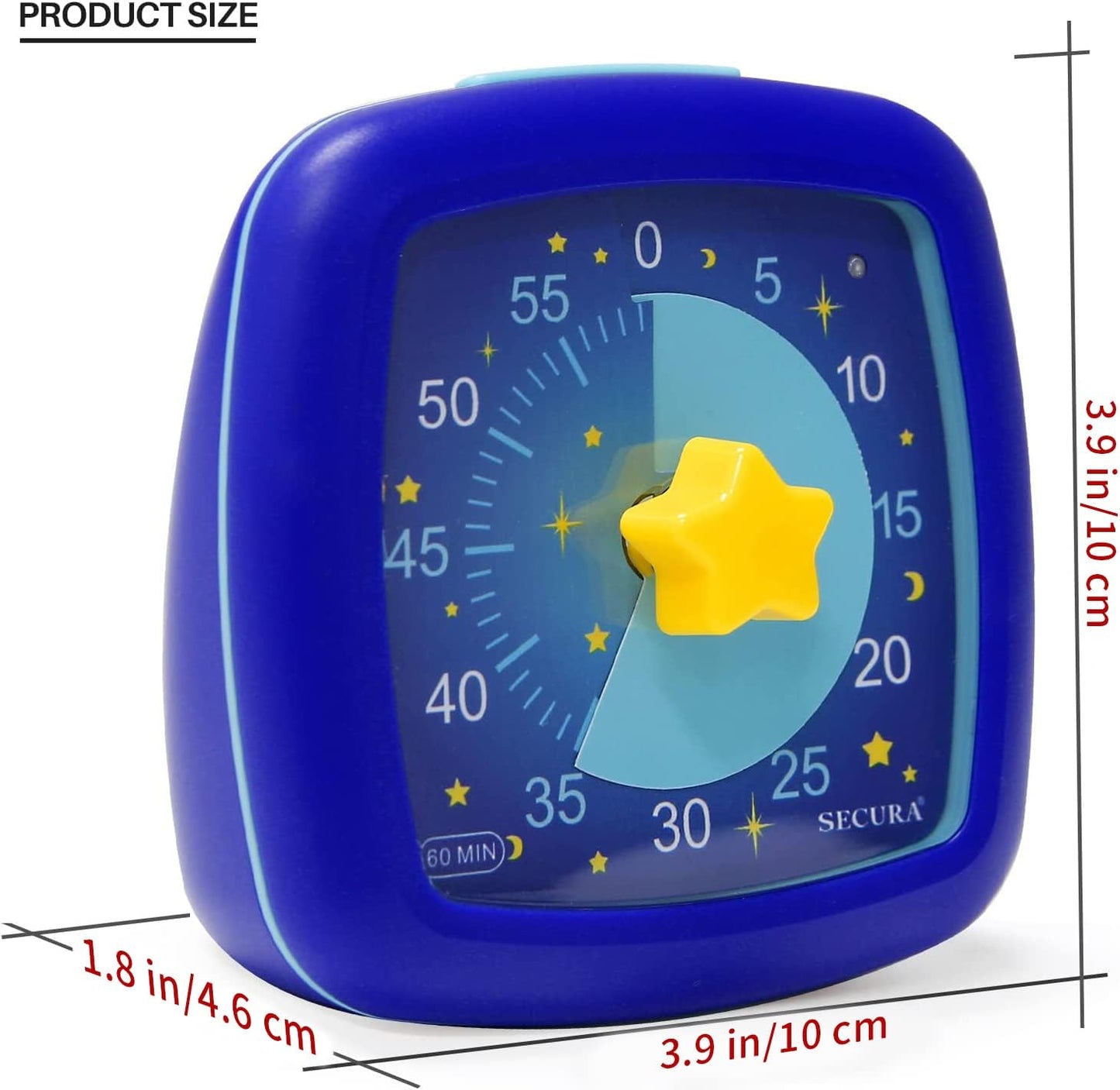 Secura 60-Minute Visual Timer, Silent Study Timer for Kids and Adults, Time Clocks, Time Management Countdown Timer for Teaching (Black & Cloud)