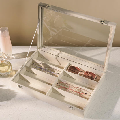 Glasses Holder Box Drawer Sunglass Organizer for Men Clear Storage Case 8 Slot Multiple Reading Glasses Display