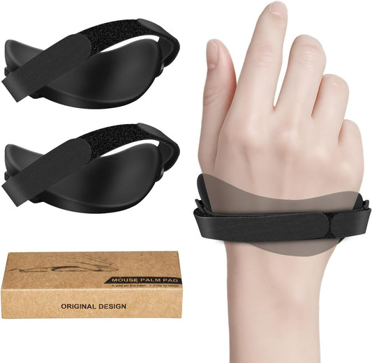 JIKIOU Advanced Ergonomic Right-Handed Gaming Wrist Rest for Mouse - Superior Support for Serious Gamers - Anti-Fatigue, Smooth Glide 2 Pack Black