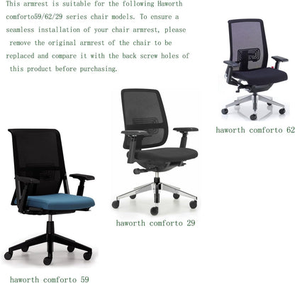 Replacement armrest Pads Compatible with Haworth Comforto 59/29/62 Office Chairs, Black (one Pair)