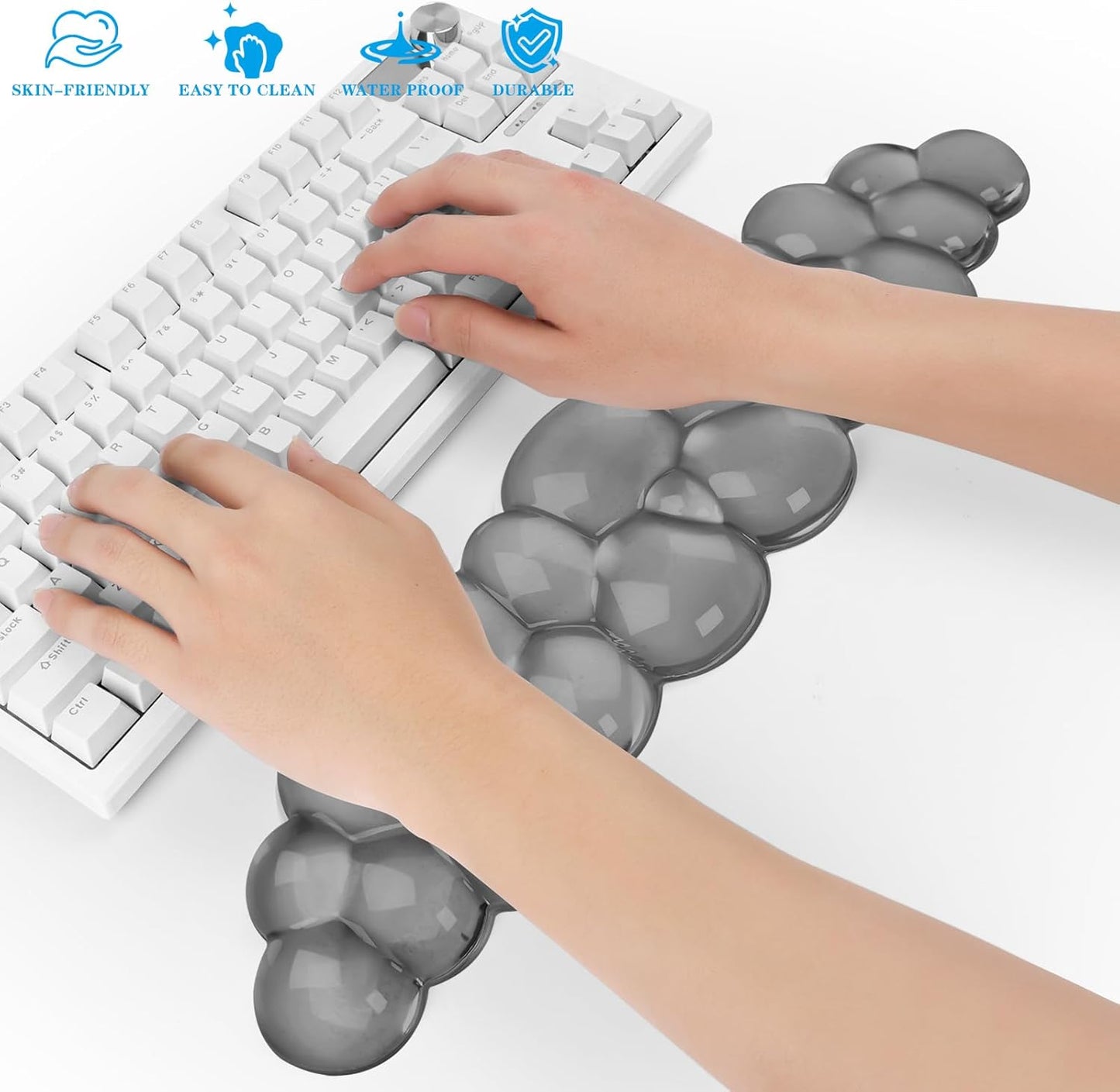 Gel Cloud Keyboard and Mouse Wrist Rest, Cute Wrist Support and Arm Support Keyboard Rest for Keyboard and Mouse Typing Pain Relief，Suitable for Office/Computer/Laptop/Gaming（White）