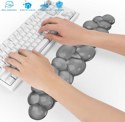 Gel Cloud Keyboard and Mouse Wrist Rest, Cute Wrist Support and Arm Support Keyboard Rest for Keyboard and Mouse Typing Pain Relief，Suitable for Office/Computer/Laptop/Gaming（White）