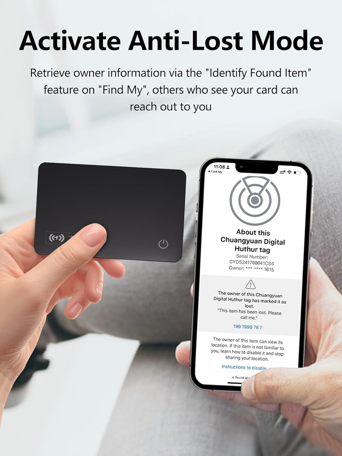 Wallet Tracker Card Work with Apple Find My, Ultra-Slim Rechargeable Tracking Card Credit Card Tracker for Wallet, Luggage, Passport (for iOS, 2 Pack)