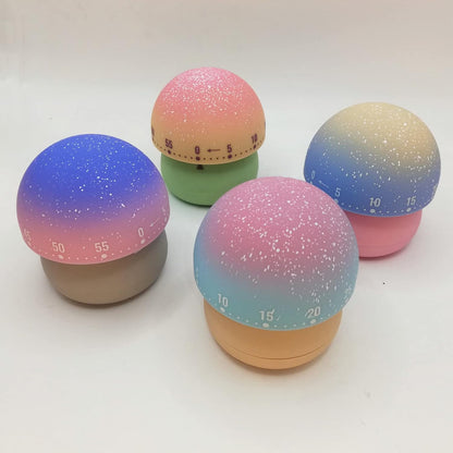 Mechanical Kitchen Timer, Cute Mushroom Timer for Kids, Wind Up 60 Minute Manual Countdown Timer for Classroom, Home, Study and Cooking (Grey Base)