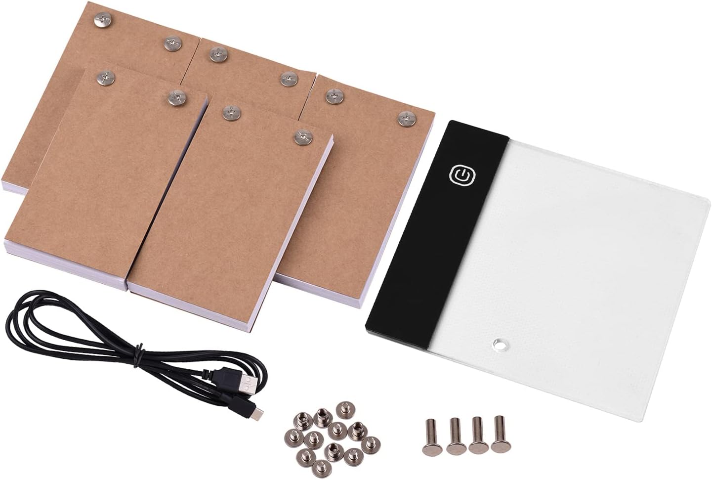 Flip Book Kit with Mini Light Pad LED Lightbox Tablet Design with Hole 300 Sheets Flipbook Paper Bg Screws for Ding Tracing Animation Sketching Cartoon Creation