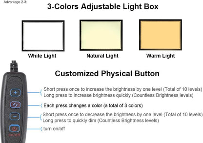 WELZK Light Board A3, 16.6×12.6inchs Light Pad, Side Button Design, 9 Levels/Stepless Dimming, Light Box Widely for Diamond Painting, Tracing, Weeding Vinyl etc.