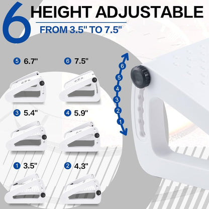 Foot Rest for Under Desk at Work - Six Heights Adjustable Under Desk Footrest - Ergonomic Foot Stools for Under Office Desks - Desks Foot Rest with Massage Rollers - Leg Rest for Chair (Black)