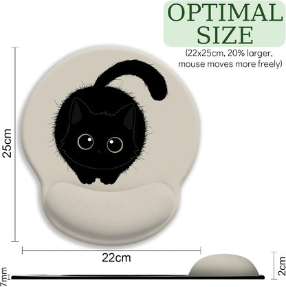 LIMKRIAN Cat Ergonomic Mouse Pad with Wrist Rest, Gaming Mouse Pad with Wrist Support, Funny Mouse Pads for Desk, Computer Mousepad with Non-Slip Pain Relief PU Base, Cute Office Desk Accessories