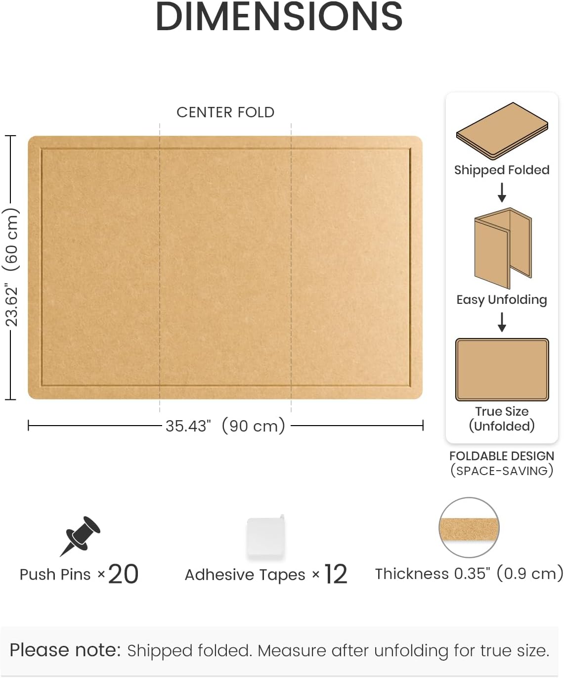 Fluxynara Bulletin Board, 23.6" x 17.5" Cork Board Alternative with 12 Safe Removable Adhesive Tabs, Foldable Felt Pin Board for Home Office, Classroom, Bedroom,Entryway for Walls—Sage