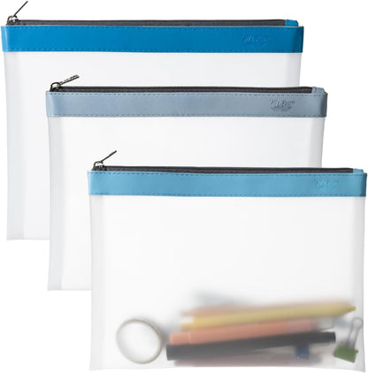 Mr. Pen- Clear Pencil Pouch, 8.50"x4.25", 3 Pack, Durable TPU Material, Medium Water-Resistant Pencil Bags with Smooth Zipper, Multipurpose Clear Pouch for Stationery, School, Office, Travel Supplies