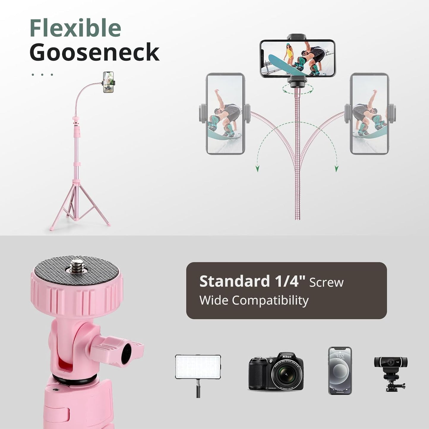 SENSYNE 62" Phone Tripod & Selfie Stick, Extendable Cell Phone Tripod Stand with Wireless Remote and Phone Holder, Compatible with iPhone Android Phone, Camera