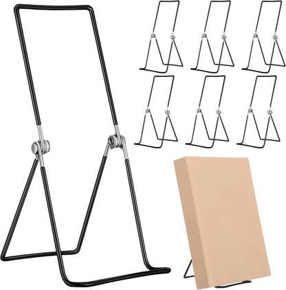 6 Pack 9.17 Inch Large Metal Book Stand for Display Adjustable Display Holder Easel Collector Stand for Home Office Back to School Books Frames Comic Plates Album CD Magazine