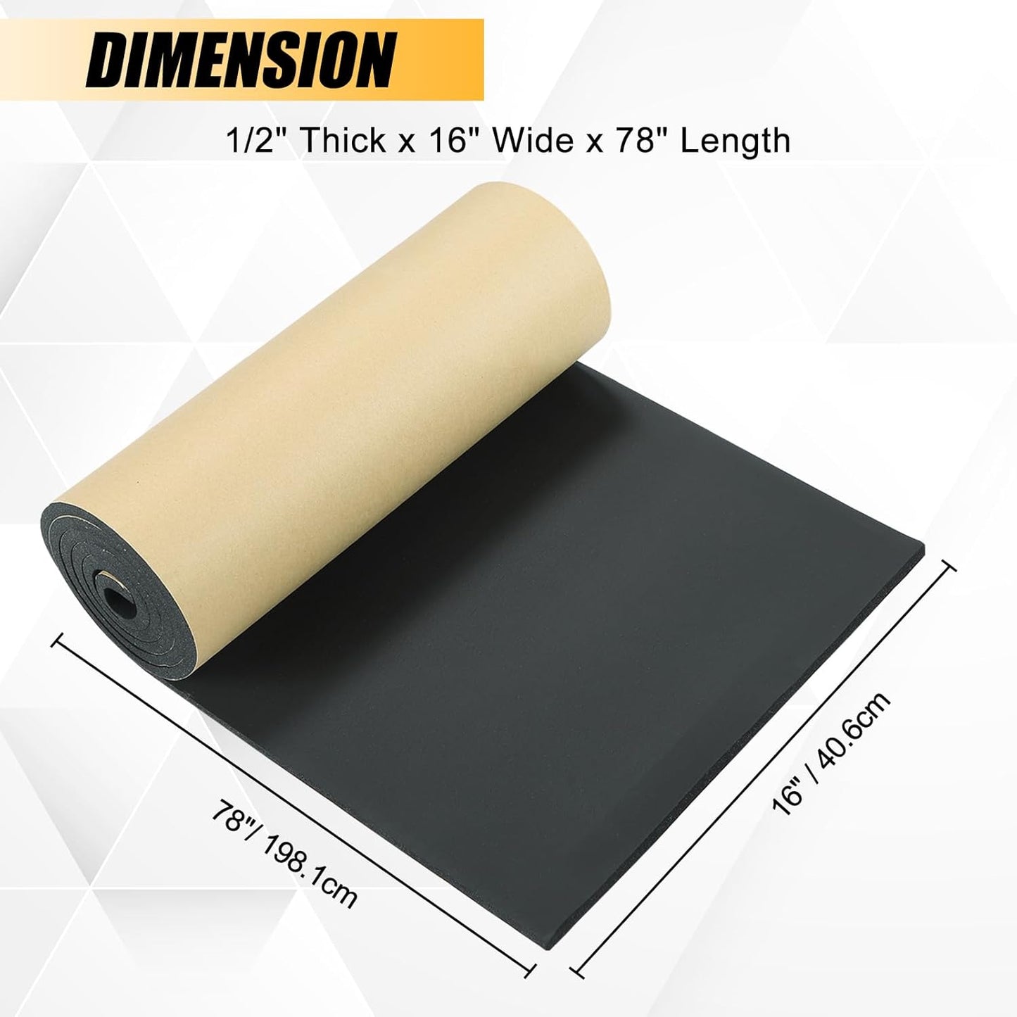 Sponge Neoprene Foam Rubber Sheet with Adhesive, 1/4" T x 12" W x 54" L, 4.5 Sqft for DIY Padding, Gaskets, Weatherproofing, Soundproofing, Vibration Dampening, Sponge Neoprene Foam Rubber Sheet