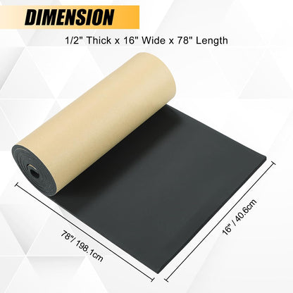 Sponge Neoprene Foam Rubber Sheet with Adhesive, 1/4" T x 12" W x 54" L, 4.5 Sqft for DIY Padding, Gaskets, Weatherproofing, Soundproofing, Vibration Dampening, Sponge Neoprene Foam Rubber Sheet