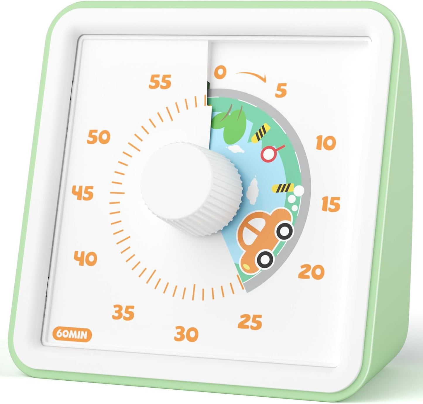 LIORQUE 60 Minute Visual Timer for Kids, Visual Countdown Timer for Classroom Office Kitchen with 'Space Ship' Pattern Design, Pomodoro Timer with Silent Operation (Batteries Included)