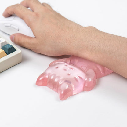 Ergonomic Gel Mouse Wrist Rest – Clear Cute Cat Mouse Wrist Rest, Comfort & Support for Typing and Gaming (Pink)