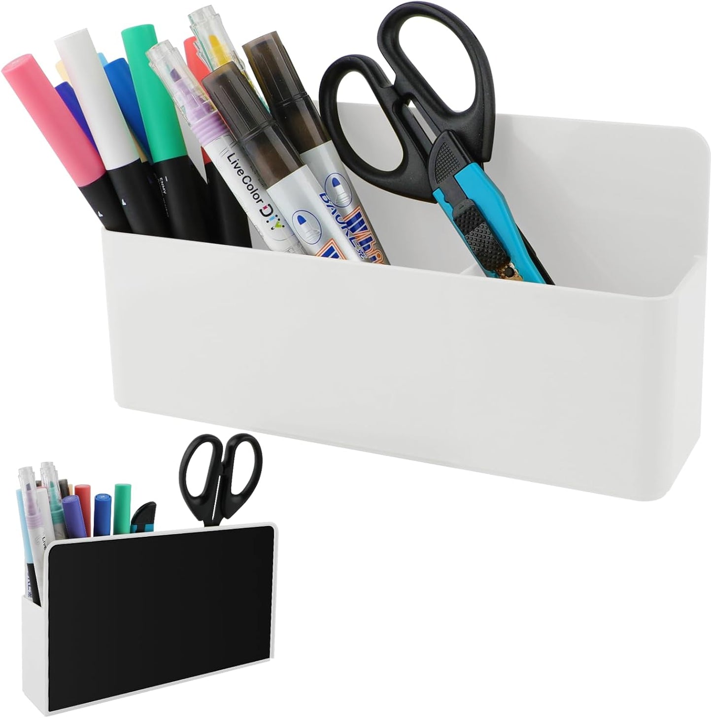 KITANIS Magnetic Pen Holder,2 Pack Magnetic Dry Erase Marker Holder with Generous Compartments,Strong Magnet Storage Marker Pen Pencil Organizer for Refrigerator,Whiteboard,Locker Accessories