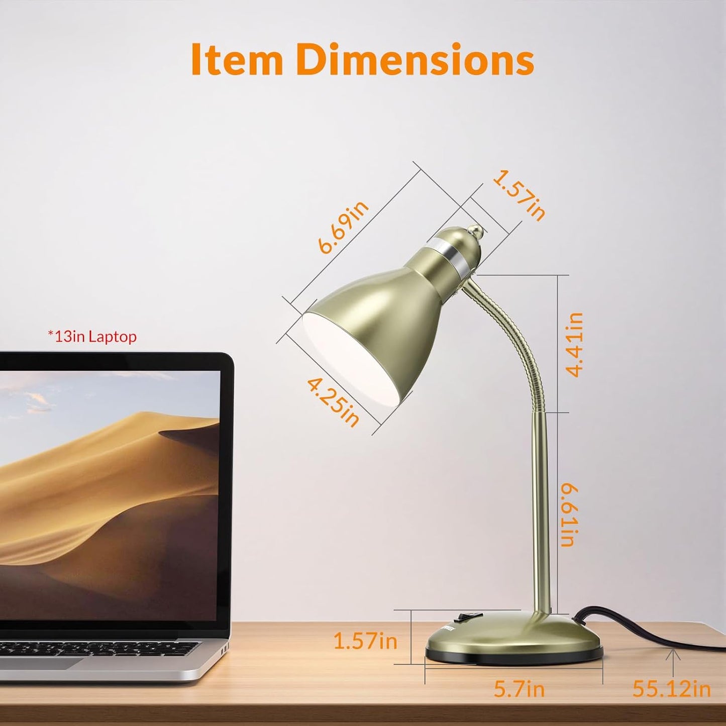 LEPOWER Metal Desk Lamp, Eye-Caring Table Lamp, Study Lamps with Flexible Goose Neck for Bedroom, Home Office (Matte Black)