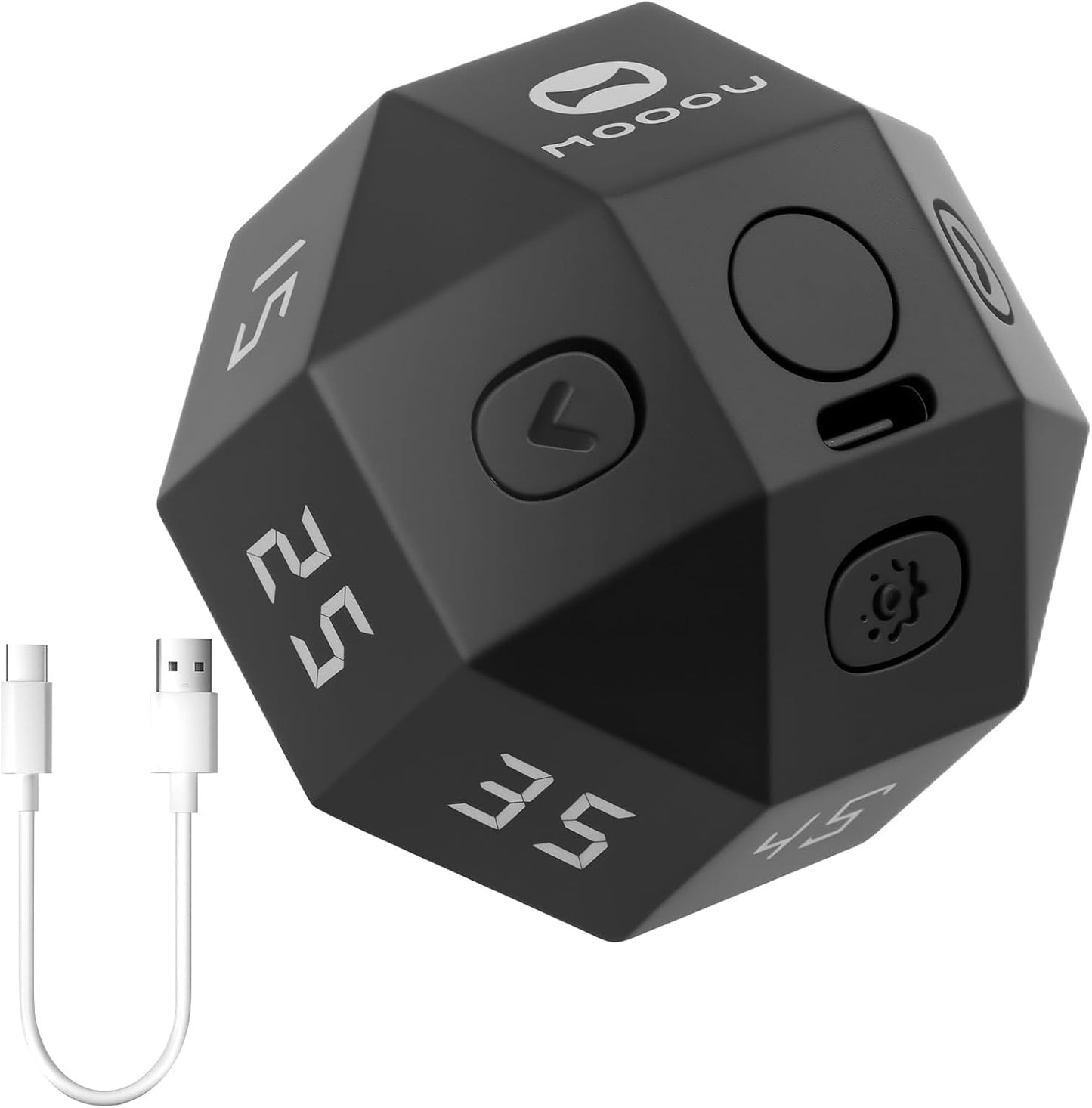 Cube Timer, ABS Rotating Pomodoro Timer Time Management Cube with 12 Side Time Module Rechargeable Pomodoro Timer 3 Alarm Reminder Modes Cube Timer Suitable for Bedroom